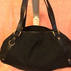 Used black canvas Gucci purse
